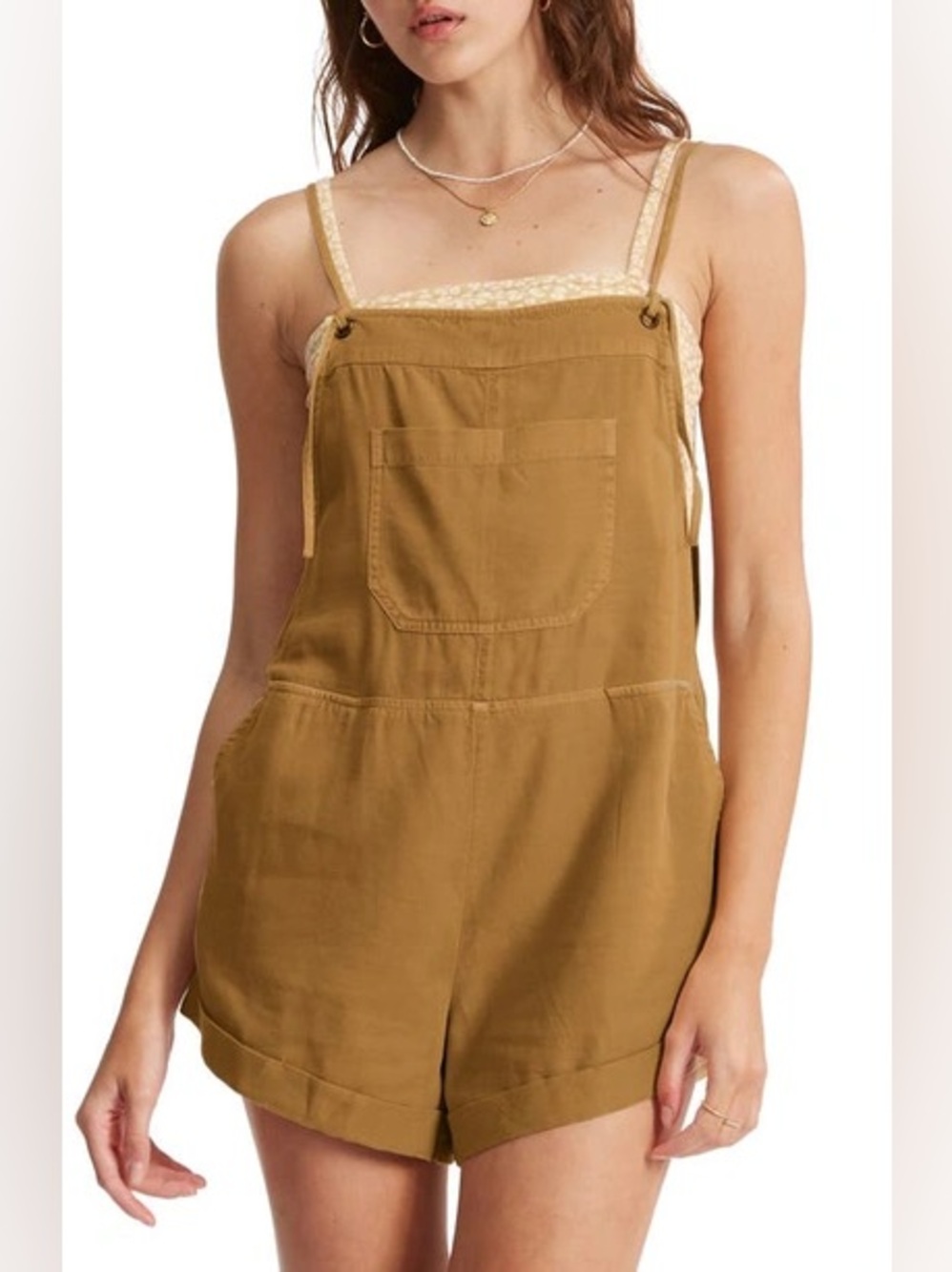 Billabong romper tie shoulder strap Tan Toffee Wild Pursuit Size S